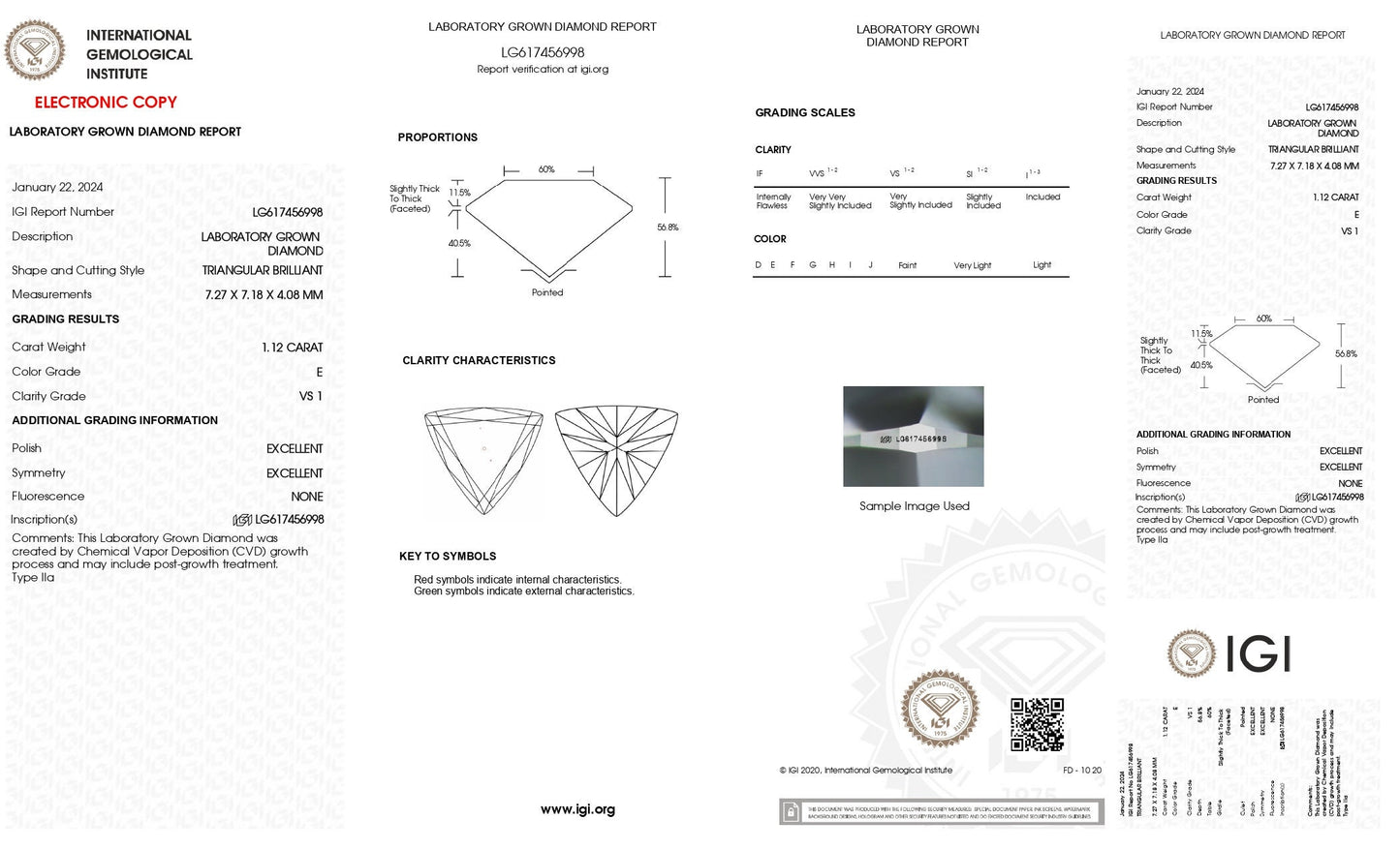 Trilliant 1.12ct E VS1, Anniversary gift diamond | Engagement Ring with Certified diamond | Lab Grown diamond.