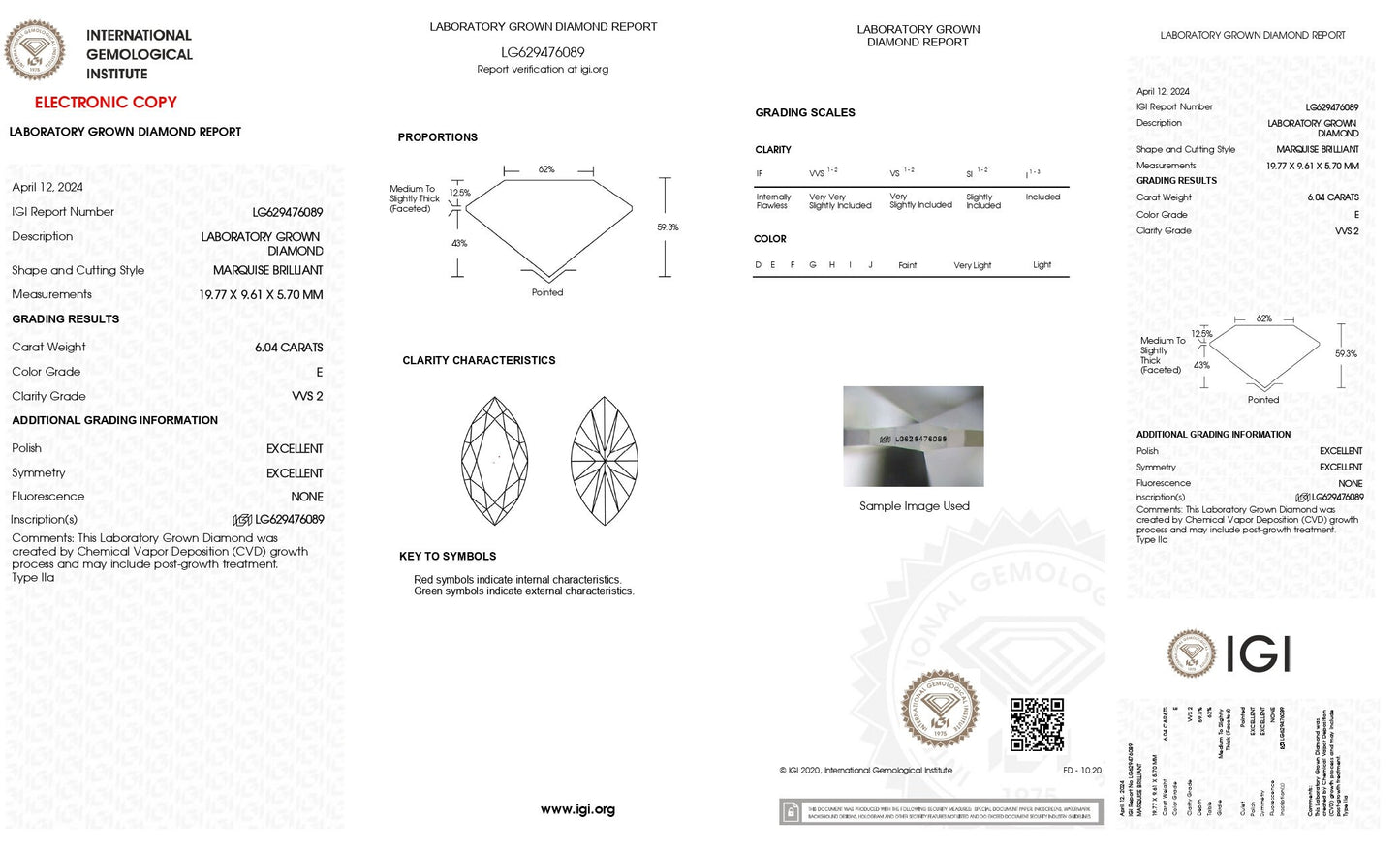 Marquise 6.04Carat E VVS2 Lab Grown Diamond, Loose Diamond with IGI Certified Diamond for Women