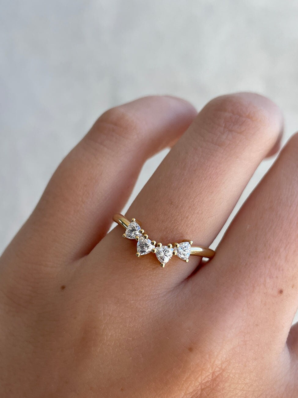 0.48 Carat Trillion Cut Curved Engagement diamond ring