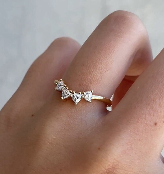 0.48 Carat Trillion Cut Curved Engagement diamond ring