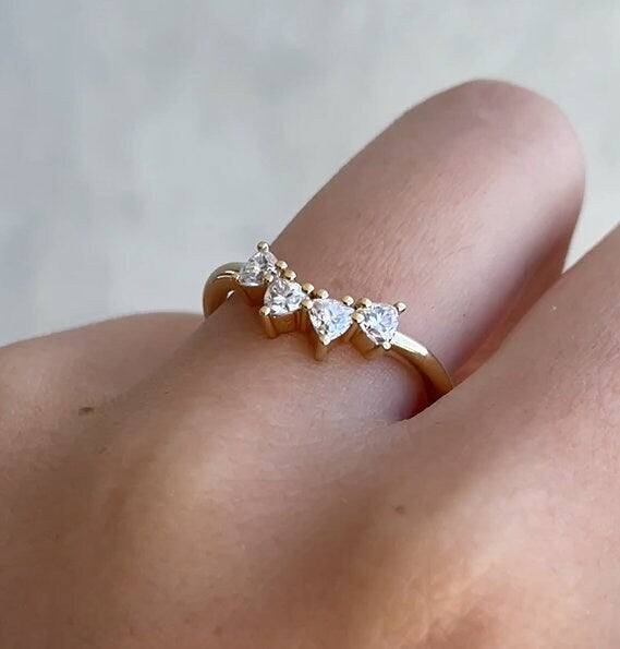 0.48 Carat Trillion Cut Curved Engagement diamond ring