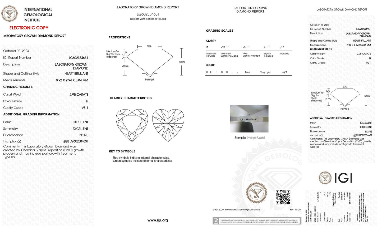Heart 2.95ct H VS1 /Loose Lab Grown Diamond With IGI Certified Diamond For Engagement gift for diamond / Diamond Gift for Jewelry