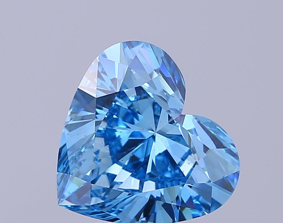 Heart 4.00ct Fancy Vivid Blue VS2, Lab Grown Diamond, Loose Diamond for Custom Wedding Band, Earrings or Pendant.